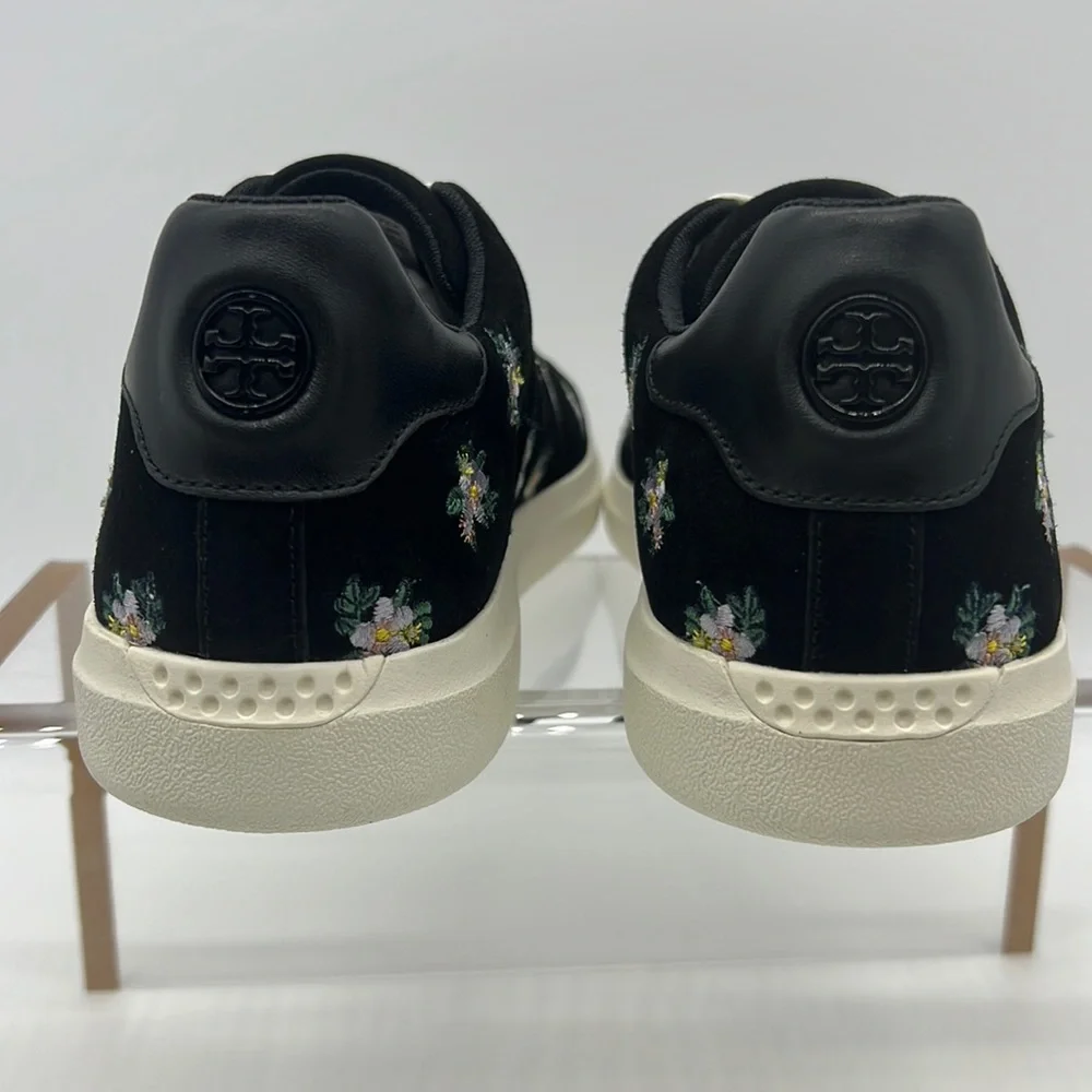 Tory Burch NWB HOWELL COURT SUEDE SNEAKER Color Daybreak Ditsy / Perfect Black